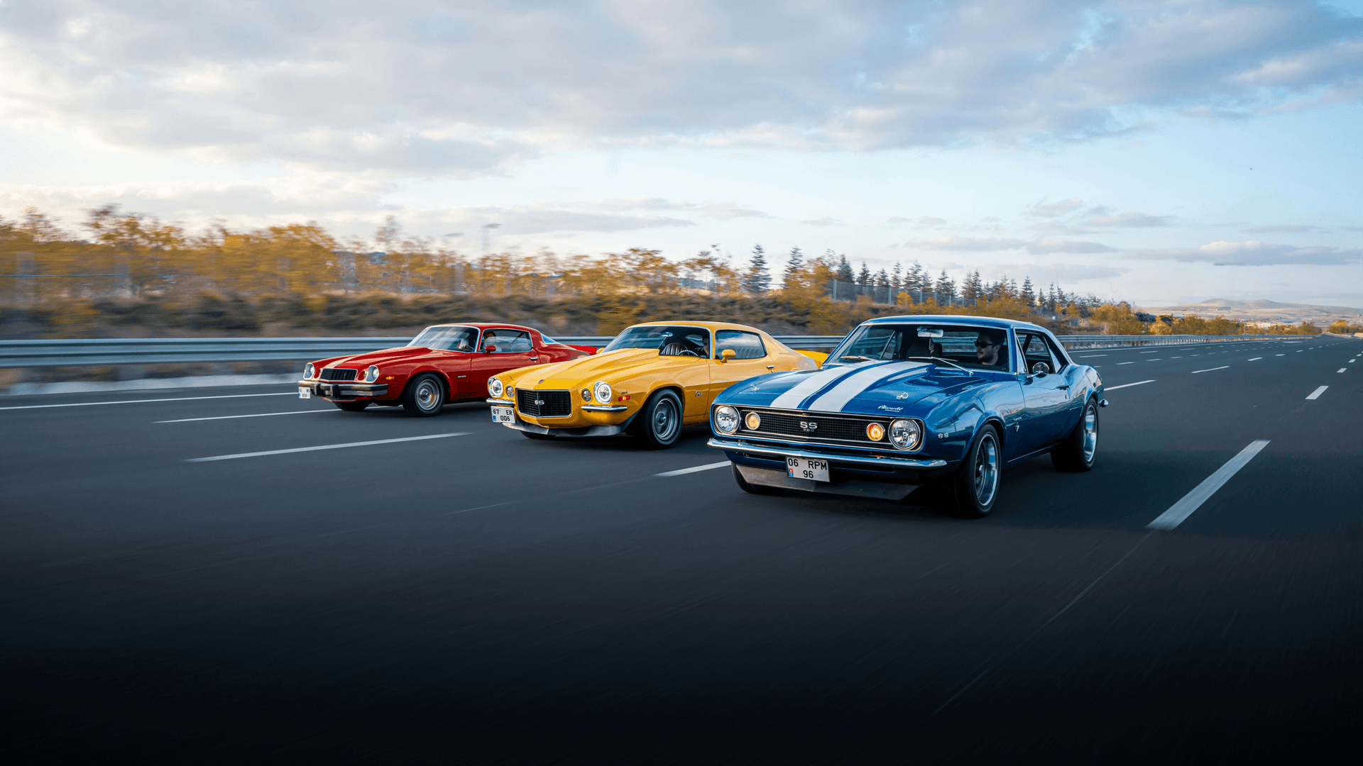 Classic car on scenic road
